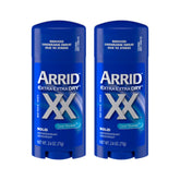 Arrid barra desodorante sólida con aroma ducha fresca para protección diaria.