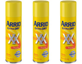 Arrid Extra Dry desodorante en aerosol Regular en paquete de tres para uso diario.