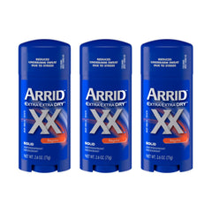 ARRID XX anti-perspirant solid 2.6 oz pack of three for all-day dryness.