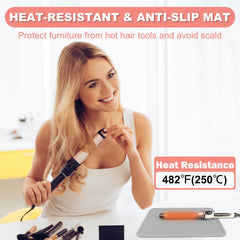 Protección de superficies Arsmonjeal para calor, evita marcas en encimeras durante el peinado.