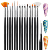 Artdone conjunto 15 brochas arte uñas rosadas para decoraciones detalladas