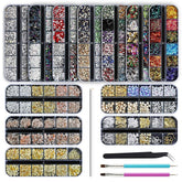 Artdone nail rhinestones in twelve boxes for quick, creative nail art inspiration