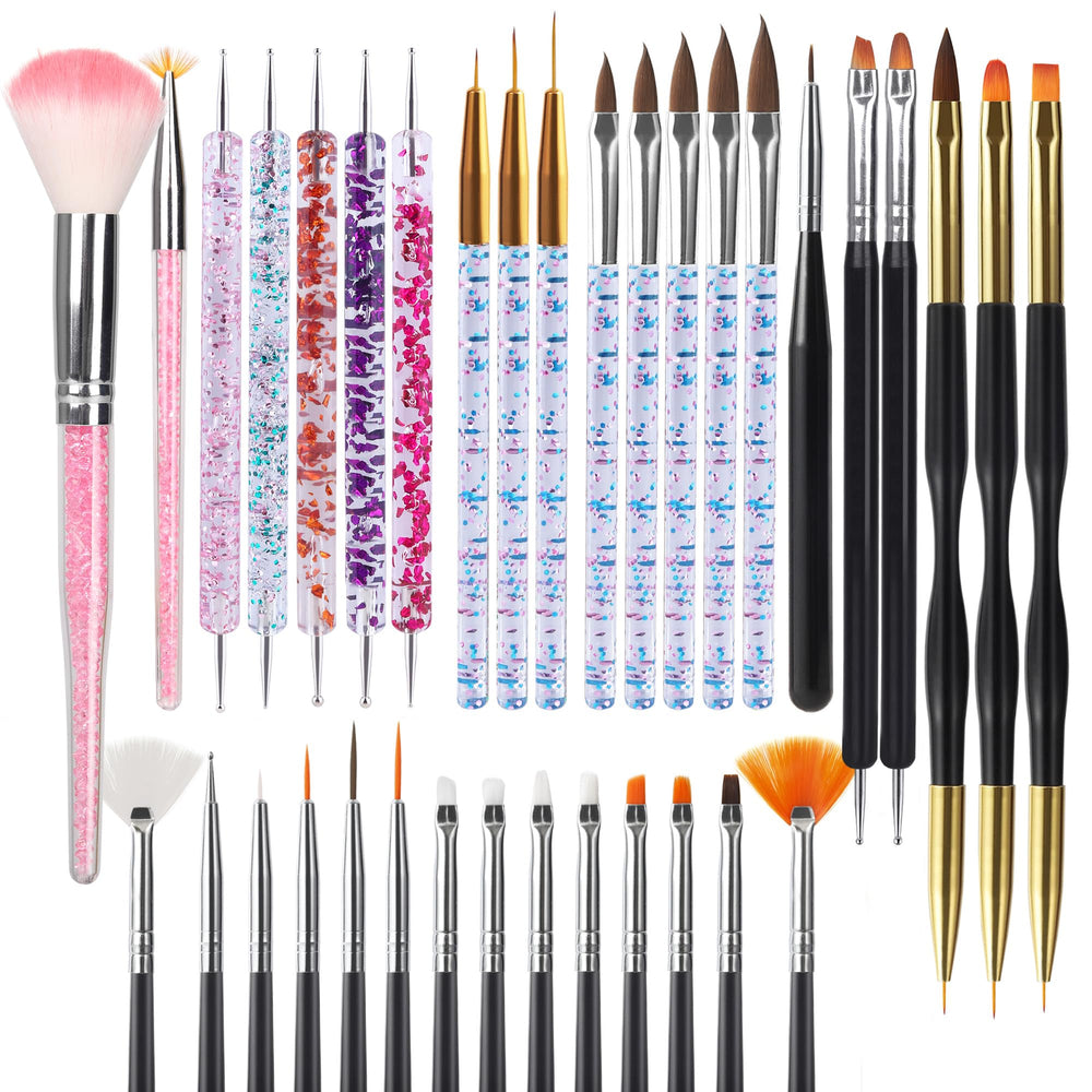 Artdone set-pinceles-uñas-arte-35piezas, ideal para diseños detallados y acabado suave.