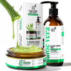 Artnaturals Aloe Vera Gel Set con bomba de 12 oz para hidratación diaria.