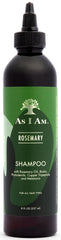 As I Am Rosemary Shampoo en botella de 8 onzas para uso diario.