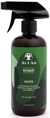 As I Am Rosemary Water, botella; promueve hidratación suave del cabello.