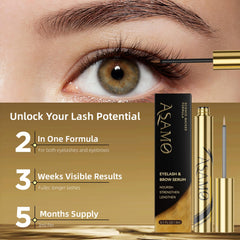 ASAMO Pure Gold eyebrow serum bottle supports natural brow fullness and shape.