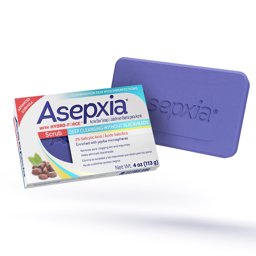 Asepxia Barra limpieza profunda limpia poros y deja piel fresca.