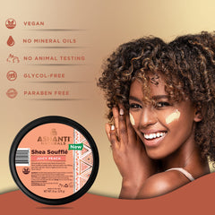 Ashanti Naturals crema de karité batida, textura cremosa para hidratación diaria.