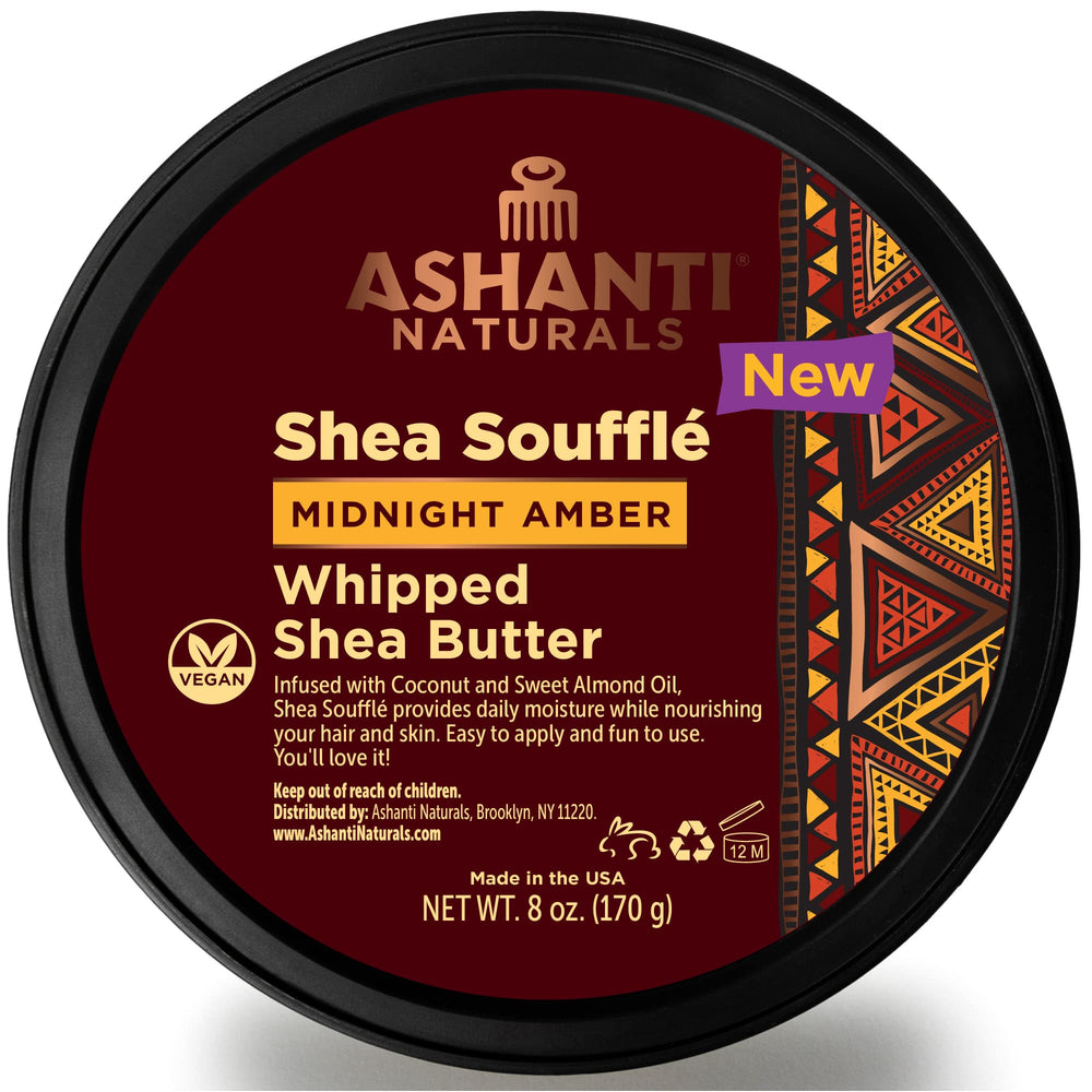 Ashanti Naturals mantequilla de karite batida en frasco, hidratación suave para piel seca