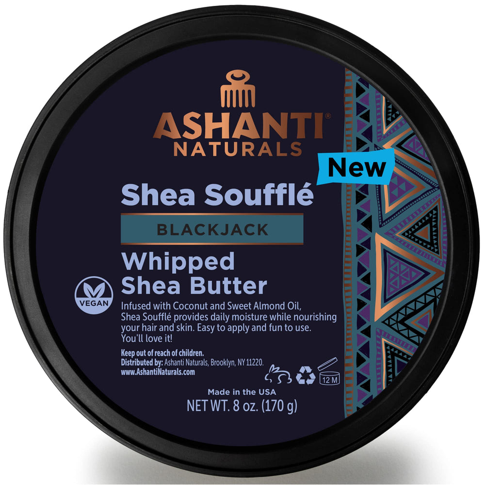 Ashanti Naturals envase 8oz de manteca batida para hidratación diaria.