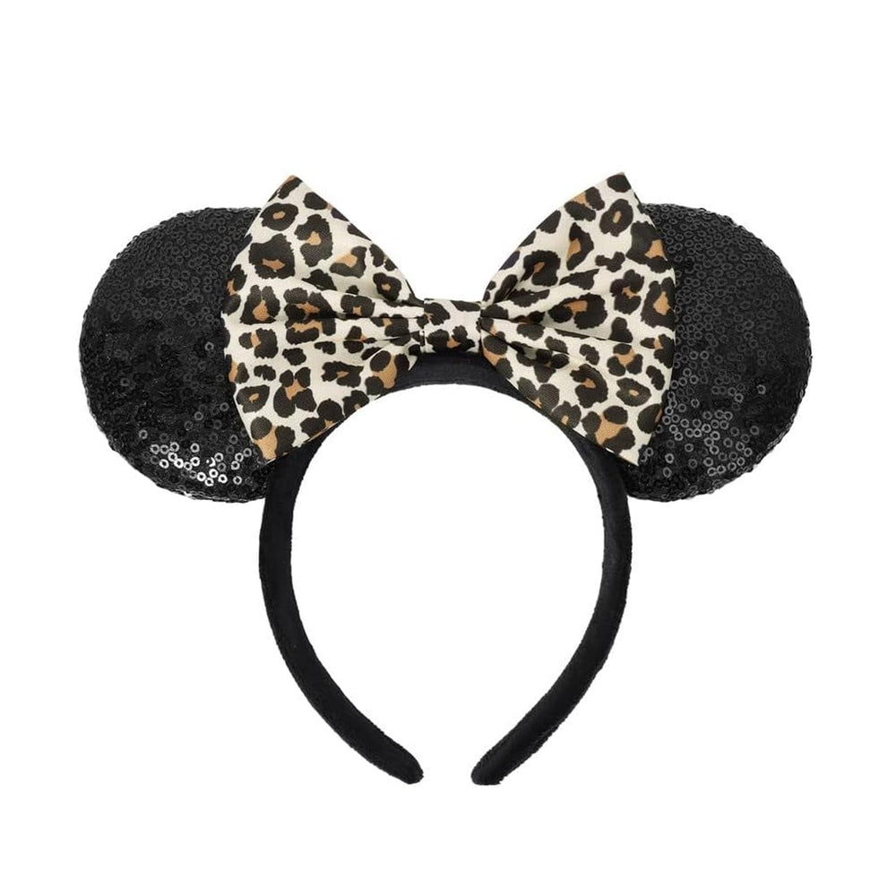 ASHONE diadema orejas de ratón con estampado leopardo brillante, ideal para fiestas.
