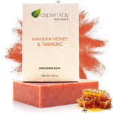 Aspen Kay Naturals Jabon Manuka Curcuma – barra para rostro y cuerpo, suave y nutritiva