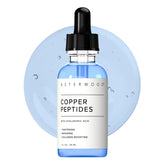 Asterwood Serum cobre-peptidos para rostro, botella elegante para uso diario.