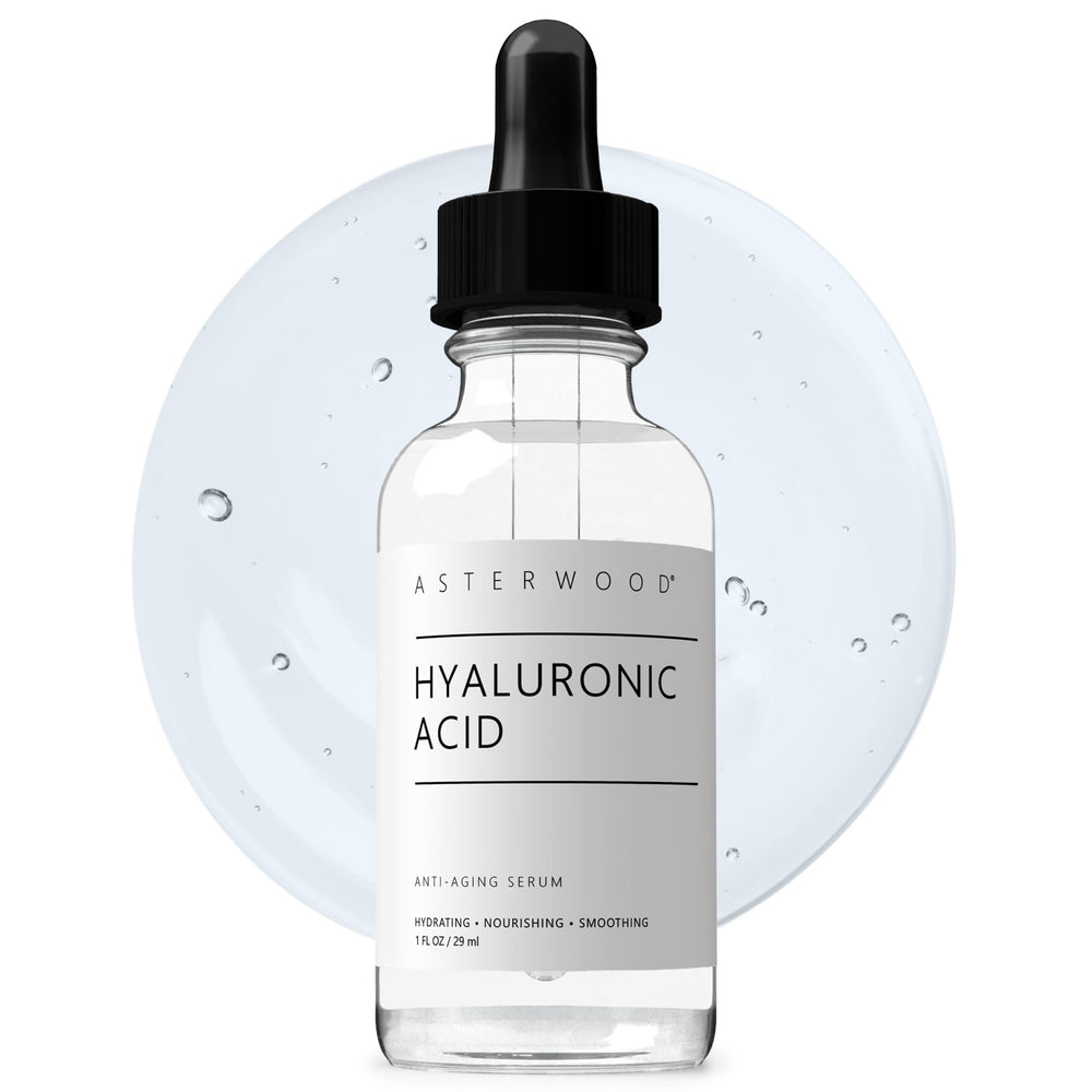 Asterwood Hyaluronic Acid Serum bottle for daily hydration routine.
