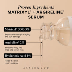 Asterwood Matrixyl 3000, manos aplicando para cuidado nocturno.