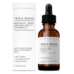 Asterwood Triple Repair Serum botella, hidratación y firmeza para la piel.