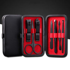 Aubcee conjunto cortaunas 7 en 1 con estuche cuero negro, práctico para viaje
