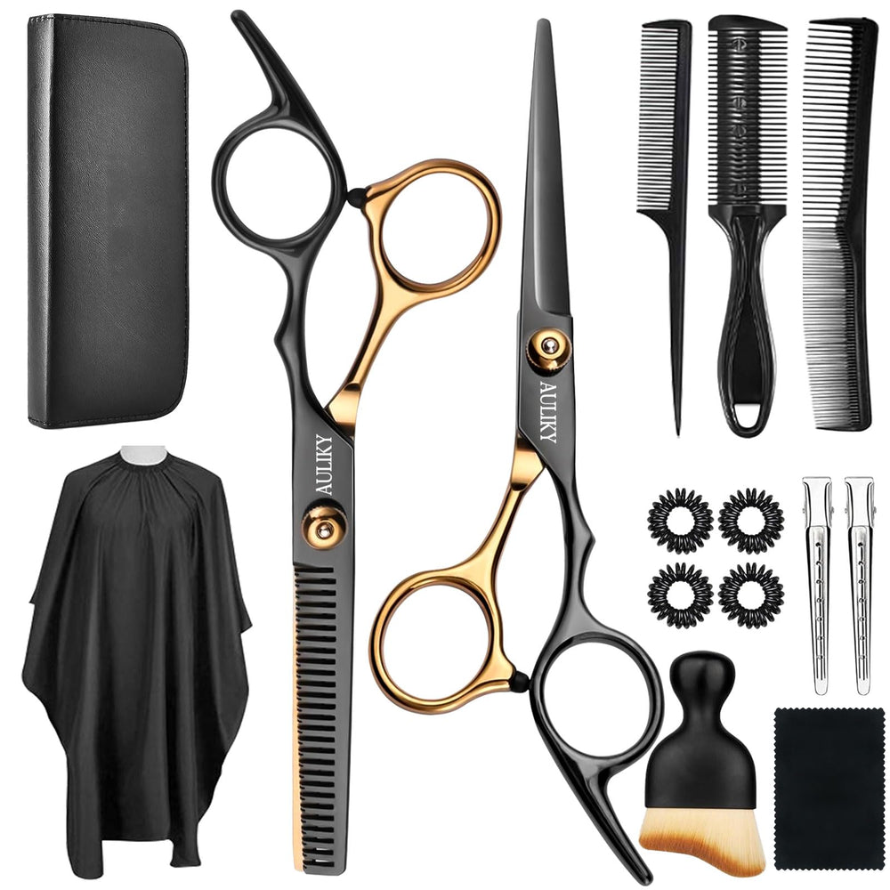 AULikY tijeras corte pelo, conjunto profesional para casa y salón, corte preciso.