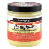 Aunt Jackie's Recetas de Linaza, frasco frontal, muestra el empaque y la textura rica para el cabello.