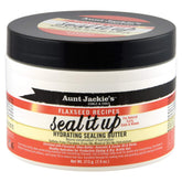 Aunt Jackie's Seal It Up en frasco, promueve hidratación duradera para cabellos secos.