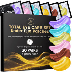AURAE parches ojos variedad: paquete completo para ojeras e hinchazón