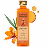 Auravedic Kumkumadi Oil frasco elegante para hidratación suave y brillo natural.