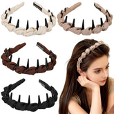Diadema zig-zag satinada de Auseibeely en beige para looks suaves y sin tirones