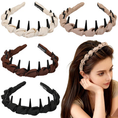 Diadema zig-zag satinada de Auseibeely en beige para looks suaves y sin tirones