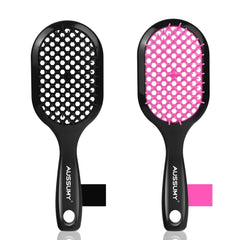 Cepillo desenredante ventilado de Aussumy negro y rosa, para peinado suave.