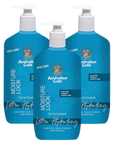 Australian Gold Moist Lock Tan Extender 16oz pump bottle promotes hydration for a longer tan.