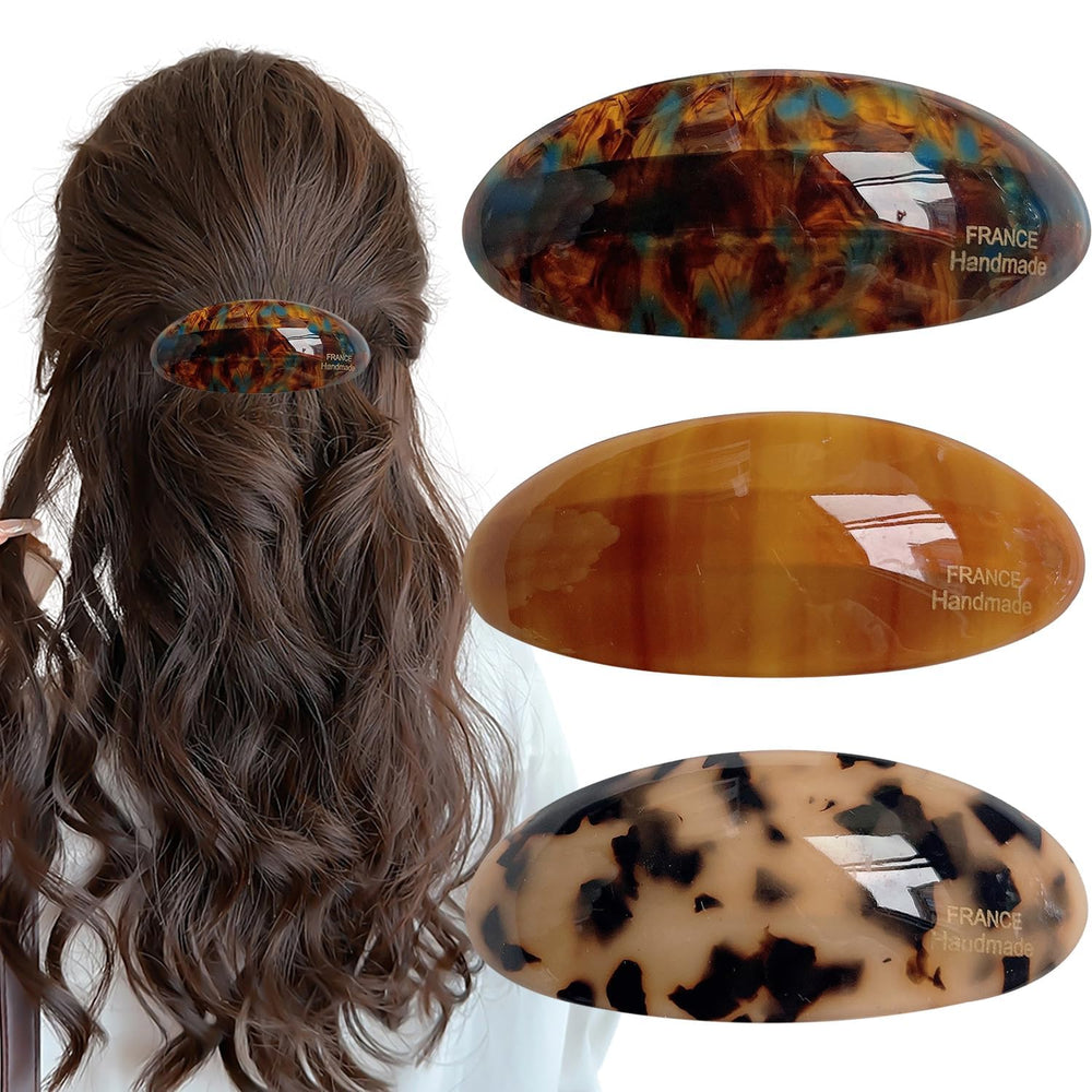 Auswalar barrette acetato, detalle del material duradero para peinados diarios sin esfuerzo.
