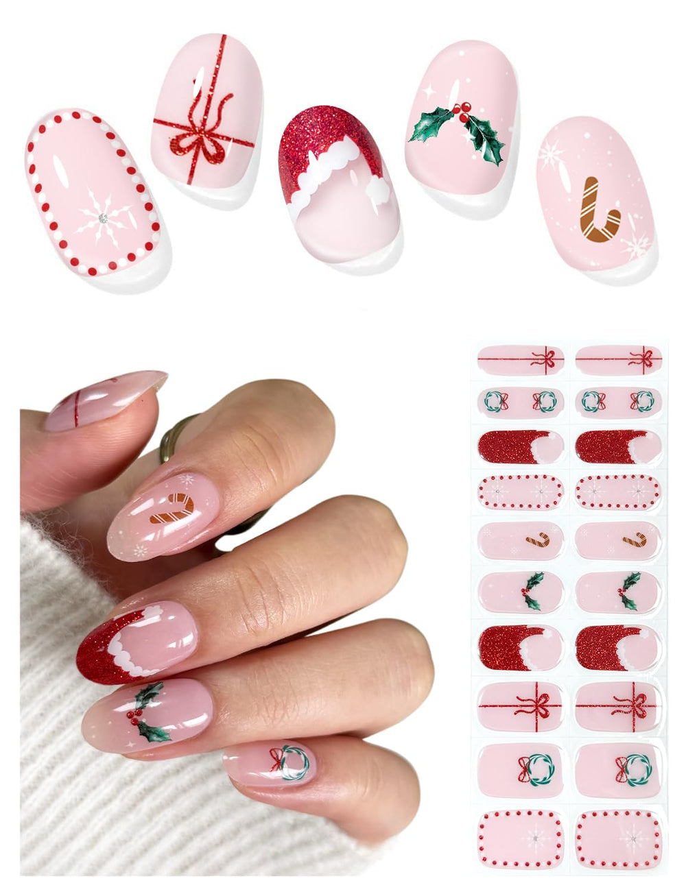 AutyaMee sombrero de Santa rojo, ideal para uñas festivas de Navidad.