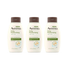 Aveeno pack de 3 botellas de ducha corporal hidratante para uso diario.