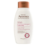 Aveeno Acondicionador Frambuesa Quinoa, botella, suaviza el cuero cabelludo y protege el color.