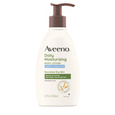 Aveeno crema corporal sin fragancia en botella de 12 oz para hidratación diaria.