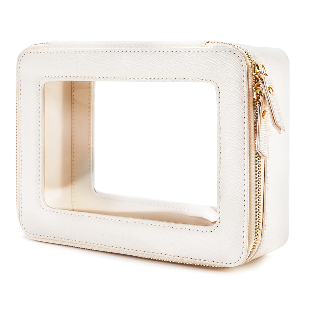 Bolsa maquillaje transparente de Aveniee, vista rápida de productos durante el viaje.