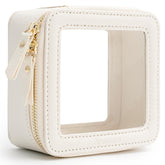 Aveniee bolsa maquillaje transparente mini blanco, ideal para organizar cosméticos en el bolso.