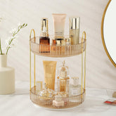 Organizador giratorio de maquillaje Aveniee en dorado para acceso rápido