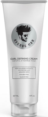 Crema Definidora de Rizos Avenue Man, bote visible con textura suave para rizos definidos y controlados