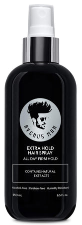 Avenue Man hair spray extra hold bottle ready for all-day control.