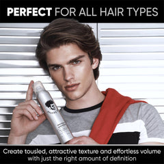 Avenue Man Texture Spray muestra resultado sin residuos pegajosos.