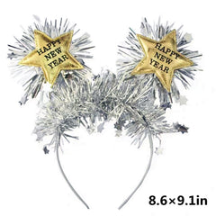 Diadema AVMBC con purpurina dorada, ideal para brillar en fiestas.