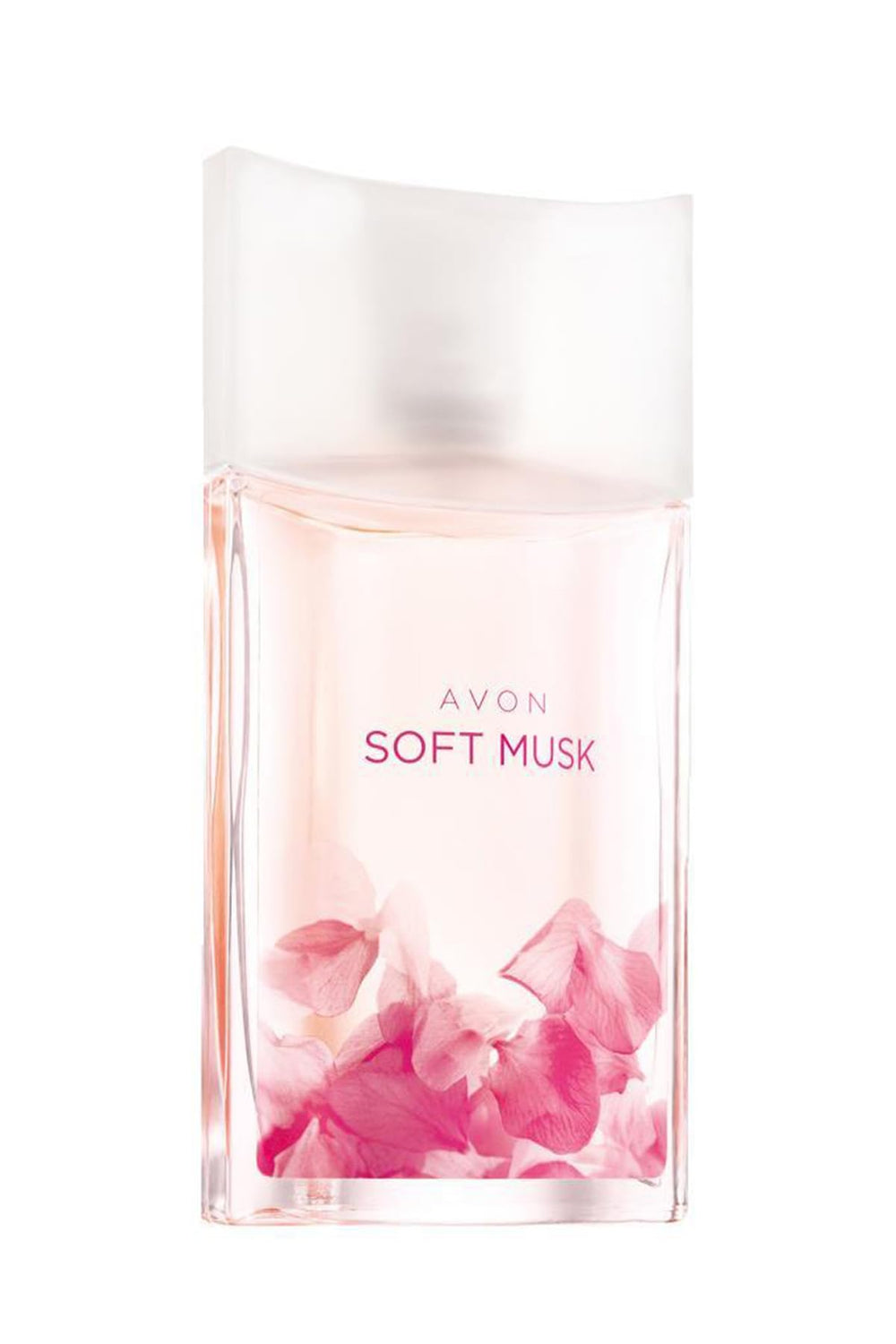 AVON Soft Musk frasco-rosas-jazmin: aroma suave para uso diario.