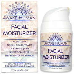 Awake Human crema facial con aloe vera y té verde para piel seca