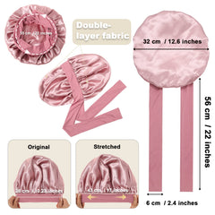 AWAYTR bonete satin doble capa, detalle de borde, mantiene el cabello recogido durante la noche