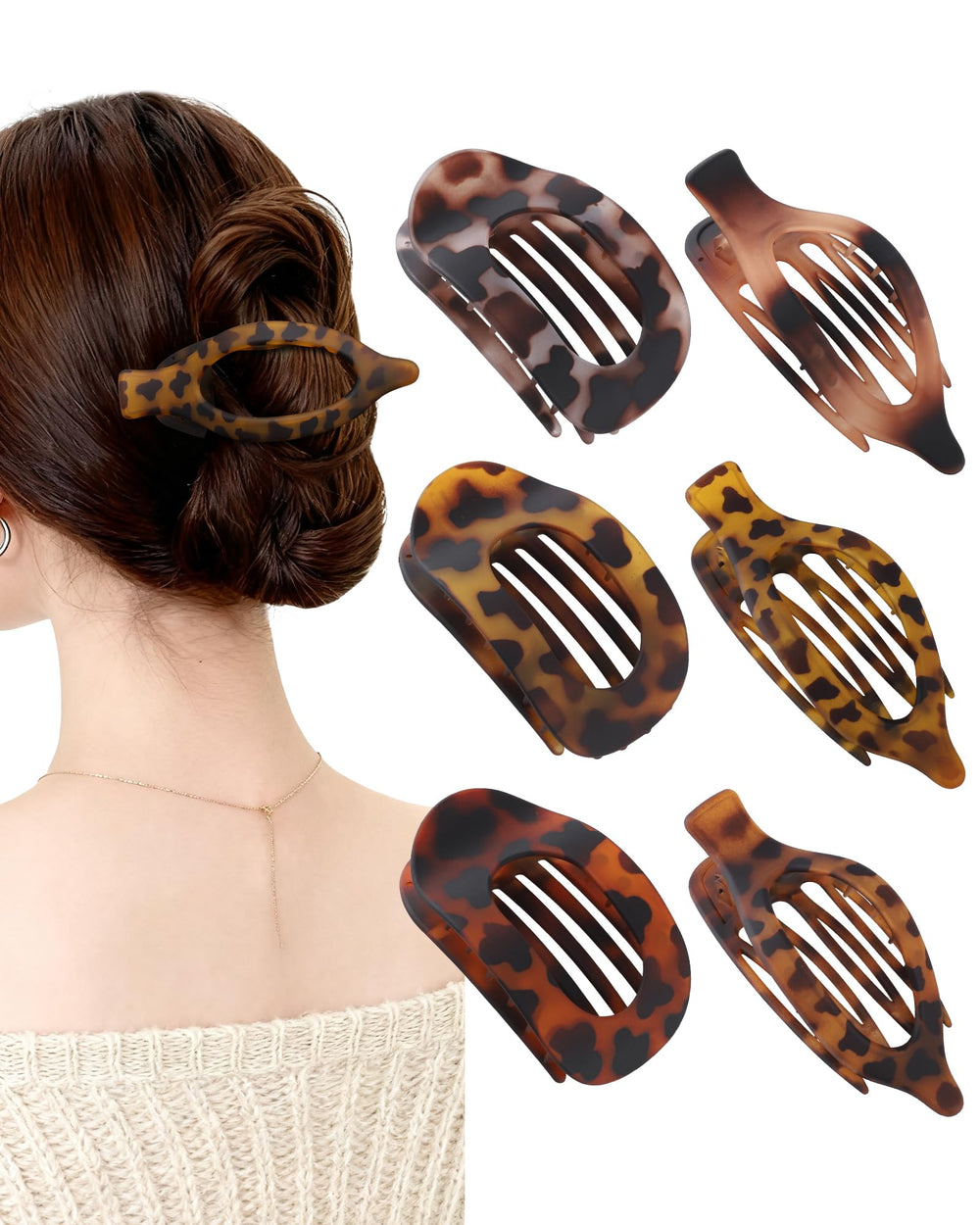 AWAYTR gancho plano Leopardo: agarre cómodo y seguro para cabello grueso.
