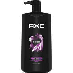 AXE Excite gel de ducha para hombre con dispensador, limpieza profunda y aroma vigorizante.