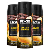 AXE Golden Mango, bouteille spray, fraîcheur longue durée pour la journée.