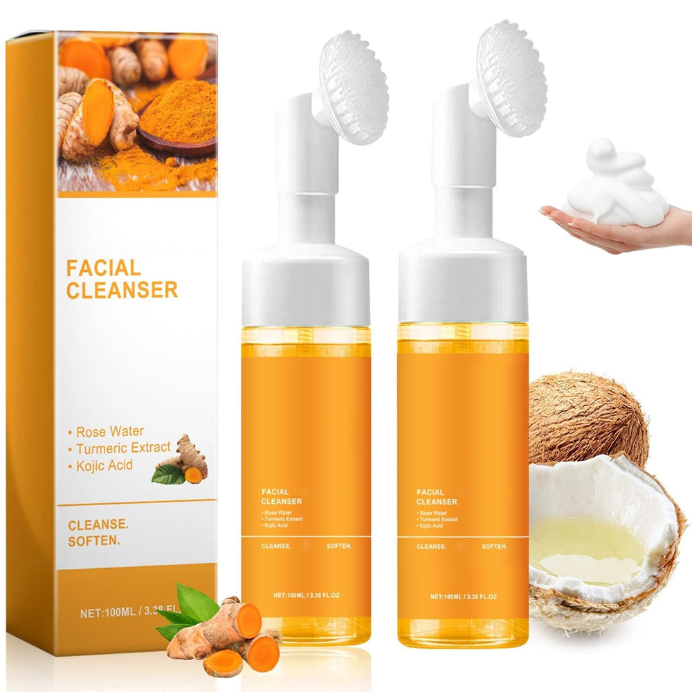 Axnzp limpiador facial cúrcuma espumoso con cepillo para limpieza profunda